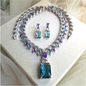 Swarovski Silver, Blue, and Purple Necklace
